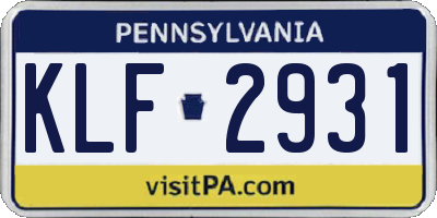 PA license plate KLF2931