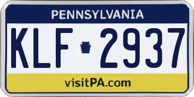 PA license plate KLF2937
