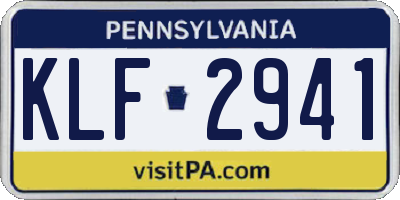 PA license plate KLF2941