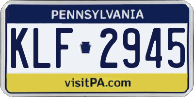 PA license plate KLF2945