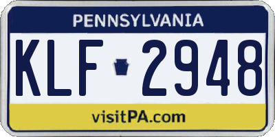 PA license plate KLF2948
