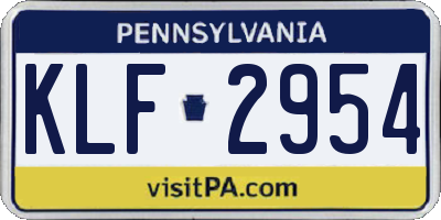 PA license plate KLF2954
