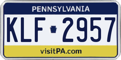 PA license plate KLF2957