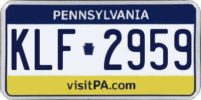 PA license plate KLF2959