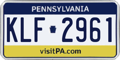 PA license plate KLF2961