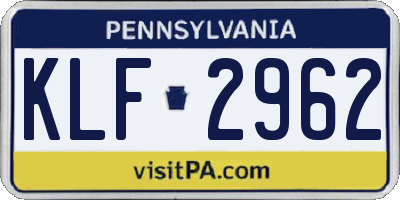 PA license plate KLF2962