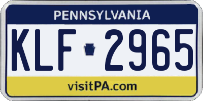PA license plate KLF2965