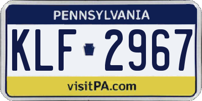PA license plate KLF2967