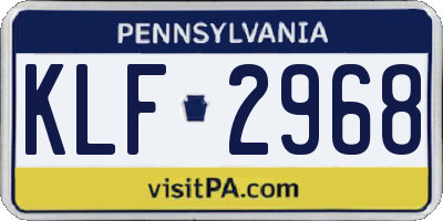 PA license plate KLF2968