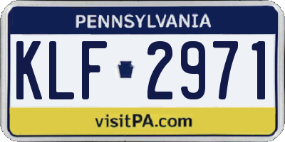 PA license plate KLF2971