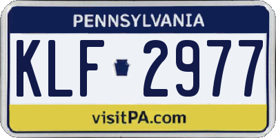 PA license plate KLF2977