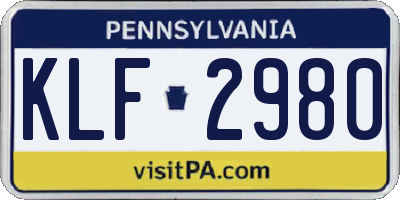 PA license plate KLF2980