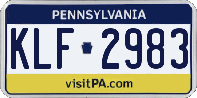 PA license plate KLF2983
