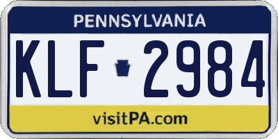 PA license plate KLF2984