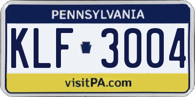 PA license plate KLF3004