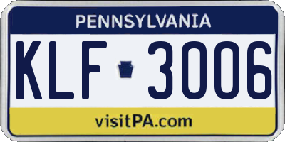 PA license plate KLF3006