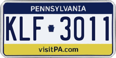 PA license plate KLF3011
