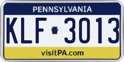PA license plate KLF3013