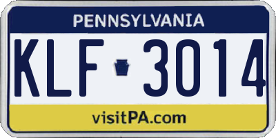 PA license plate KLF3014