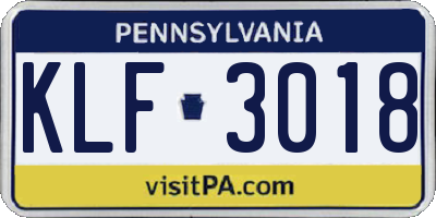 PA license plate KLF3018