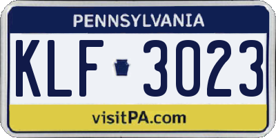 PA license plate KLF3023