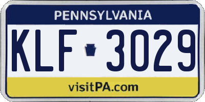 PA license plate KLF3029