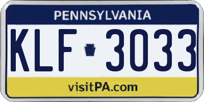 PA license plate KLF3033