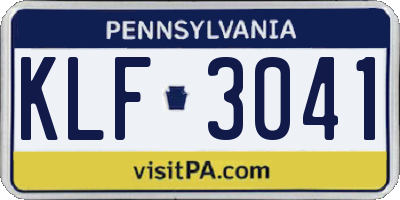 PA license plate KLF3041