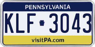 PA license plate KLF3043