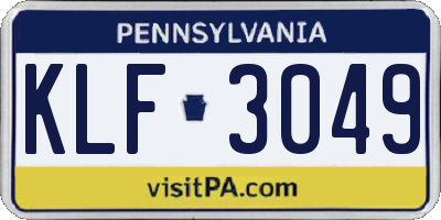 PA license plate KLF3049