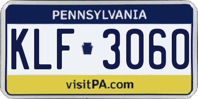 PA license plate KLF3060