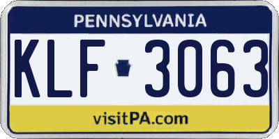 PA license plate KLF3063