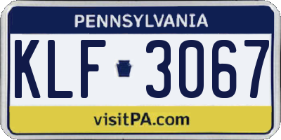 PA license plate KLF3067