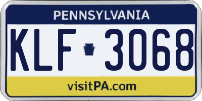 PA license plate KLF3068