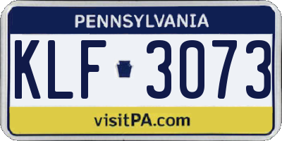 PA license plate KLF3073