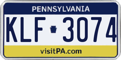 PA license plate KLF3074