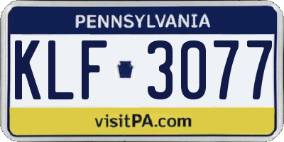 PA license plate KLF3077