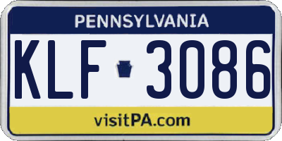 PA license plate KLF3086