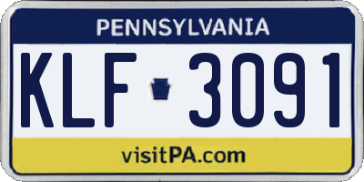 PA license plate KLF3091