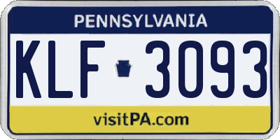 PA license plate KLF3093