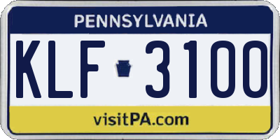 PA license plate KLF3100