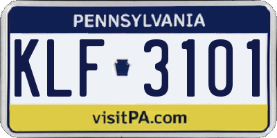 PA license plate KLF3101