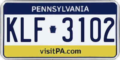 PA license plate KLF3102