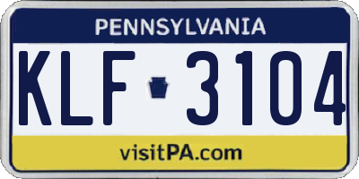 PA license plate KLF3104