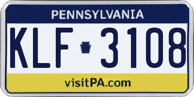 PA license plate KLF3108