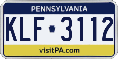 PA license plate KLF3112