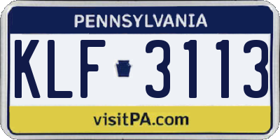 PA license plate KLF3113