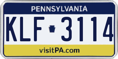 PA license plate KLF3114