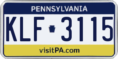 PA license plate KLF3115