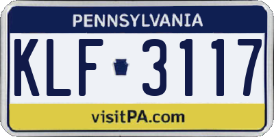 PA license plate KLF3117